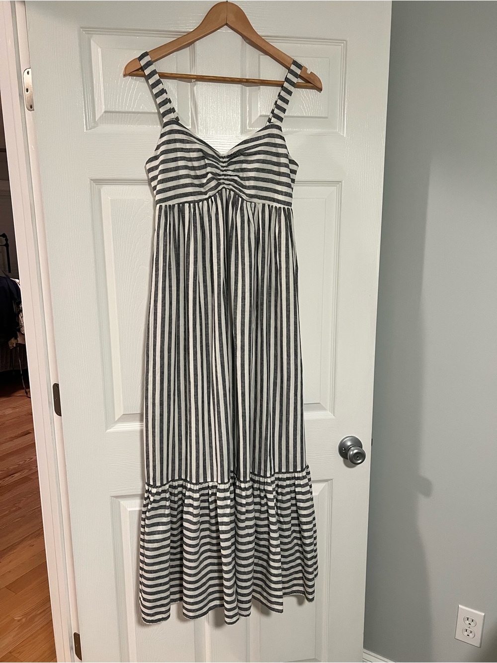 Banana Republic Navy and White Striped Maxi Dress